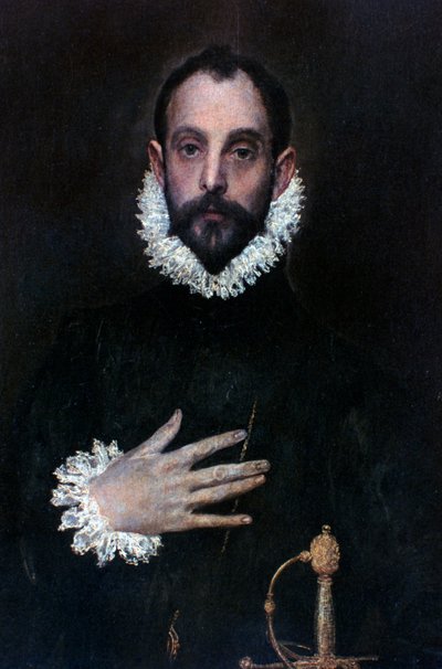 Ein Edelmann mit der Hand auf der Brust von El Greco