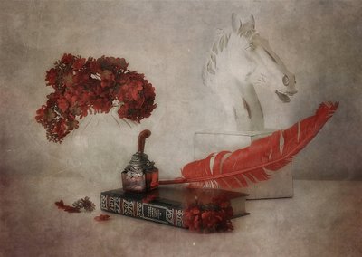 Vintage Literarisches Stillleben von Elena Arjona