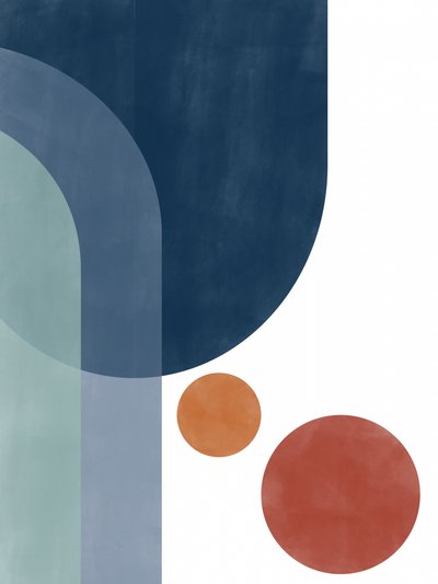 Geometrisch Blau Orange Abstrakt von Elena Ristova