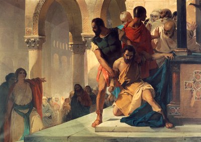 Fazio wird aus dem Tempel der Hagia Sophia in Konstantinopel gezerrt von Eleuterio Pagliano