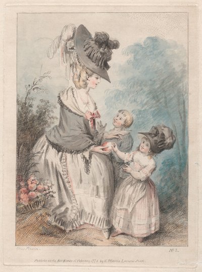 Dame mit einem Jungen und einem Mädchen im Garten von Elias Martin