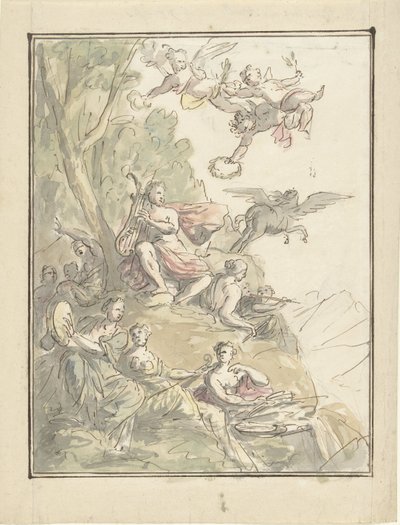 Apollo und die Musen auf dem Parnass von Elias van Nijmegen
