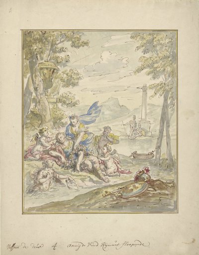 Entwurf für eine Zimmerbemalung mit Armida und Rinaldo von Elias van Nijmegen