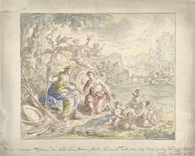 Entwurf für eine Zimmerbemalung mit Allegorie auf die Erde von Elias van Nijmegen