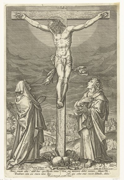 Christus am Kreuz, mit Maria und Johannes dem Täufer von Elias van den Bossche