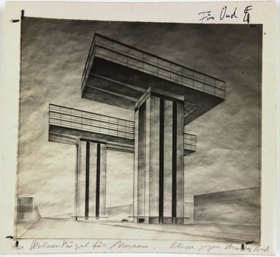 Wolkenbügel-Wolkenkratzer am Strastnoy Boulevard in Moskau, 1925 von Eliezer Markowich Lissitzky