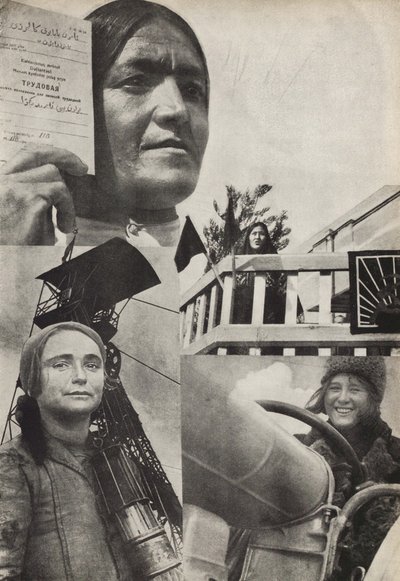 Sowjetische Frau. Illustration aus UdSSR baut Sozialismus, 1933 von Eliezer Markowich Lissitzky