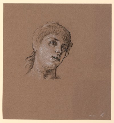 Zeichnung, Porträtskizze eines jungen Mädchens, ca. 1885 von Elihu Vedder