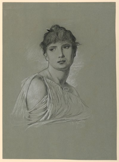 Zeichnung, Porträtskizze einer jungen Frau, ca. 1885 von Elihu Vedder