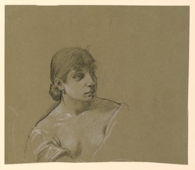 Zeichnung, Porträt einer jungen Frau, ca. 1885 von Elihu Vedder