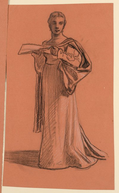 Zeichnung, Studie für Figur in "Hochzeitsprozession" von Elihu Vedder