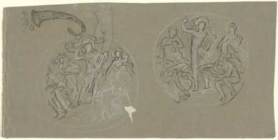 Blatt mit Studien für die Huntington-Decke von Elihu Vedder