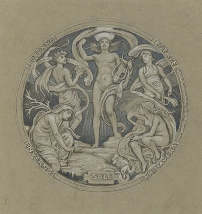 Studie für das Zentrum des Huntington-Deckenfreskos: Apollo und Begleiter von Elihu Vedder