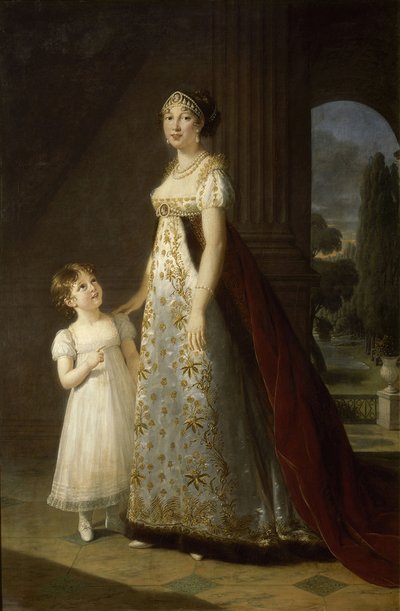 Porträt von Caroline Bonaparte 1782-1839, Königin von Neapel und Sizilien, mit ihrer Tochter Letizia, 1807 von Elisabeth Louise Vigee Lebrun