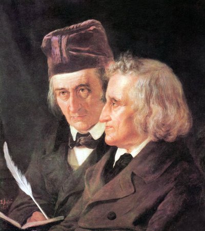 Gebrüder Grimm: Jacob (1785-1863) und Wilhelm (1786-1859), Gemälde von Elisabeth Jerichau-Baumann von Elisabeth Maria Anna Jerichau Baumann