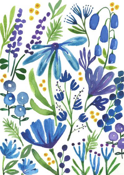 Blaue Blumen, 2018 von Elizabeth Rider