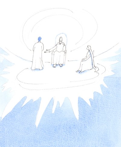 Eine Person, die stirbt und bereit für den Himmel ist, bewegt sich in das Herz der Heiligen Dreifaltigkeit, um in ewiger Glückseligkeit und Erfüllung zu leben, 2005 von Elizabeth Wang