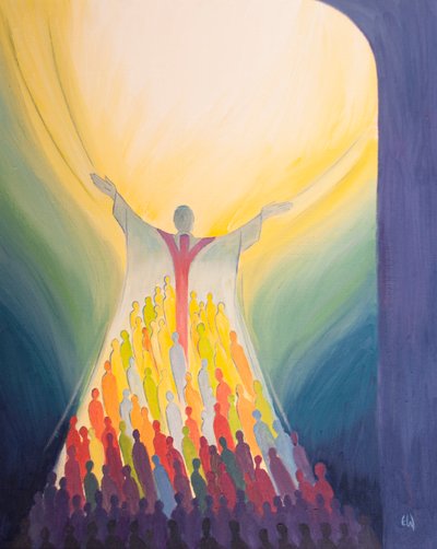 Bei der Messe, wenn wir uns mit dem Selbstopfer Christi vereinen, sind wir wie Juwelen auf seinem Gewand, während er liebevoll zum Vater aufblickt von Elizabeth Wang