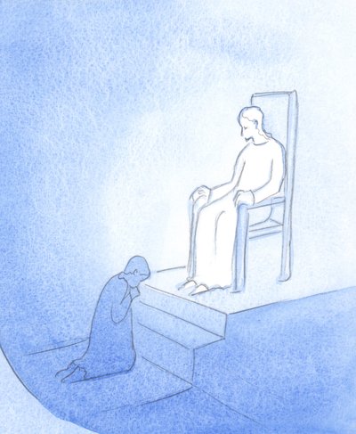 Christus erschien als König und erlaubte mir, als Büßer zu seinen Füßen zu sitzen von Elizabeth Wang