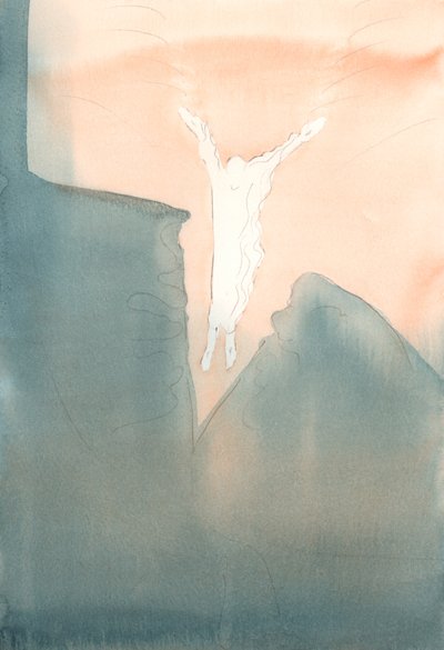 Christus springt liebevoll in die schrecklichen dunklen Tiefen unserer Herzen. von Elizabeth Wang