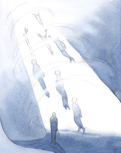 Gott zieht nach dem Tod diejenigen in seine Glückseligkeit, die die Helligkeit der Herrlichkeit ertragen können, während diejenigen, die noch von Scham verzehrt werden, unten warten. von Elizabeth Wang