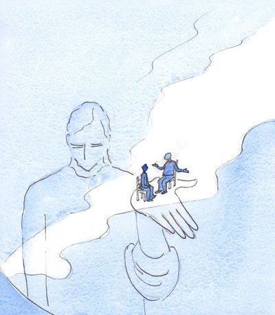 Gott hält alles, was existiert, und alle Menschen, einschließlich derer, die seine Existenz in Frage stellen, im Dasein von Elizabeth Wang