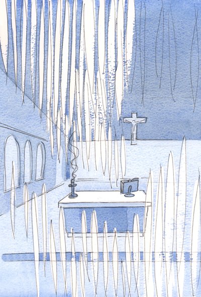 Wie viele Engel! Eine große Anzahl versammelte sich in der Kirche, um das Fest Unserer Lieben Frau zu feiern, egal wie wenige die Gläubigen waren. von Elizabeth Wang