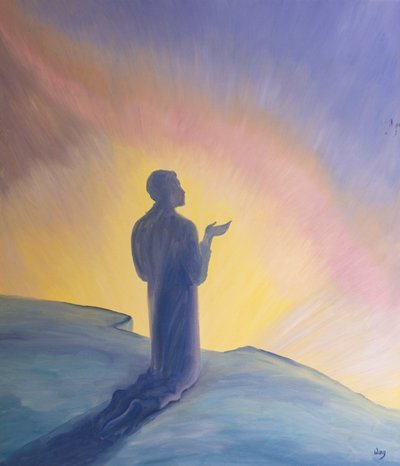 Jesus betete in seinem irdischen Leben zu seinem Vater mit Lob und Dank, 2001 von Elizabeth Wang