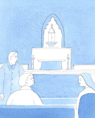 Es ist manchmal richtig, sagte der Herr, einen kurzen, leisen Hinweis an laute Menschen zu geben, dass die Kirche ein Ort des Gebets ist und nicht für Gespräche über alltägliche Angelegenheiten, 2005 von Elizabeth Wang