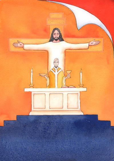 Jesus ist bei uns in der Messe gegenwärtig, betet zum Vater in unserem Namen, um Hilfe in unseren Bedürfnissen und für das ewige Heil. Wir können alle unsere Gebete mit seinem großen Opfergebet vereinen von Elizabeth Wang