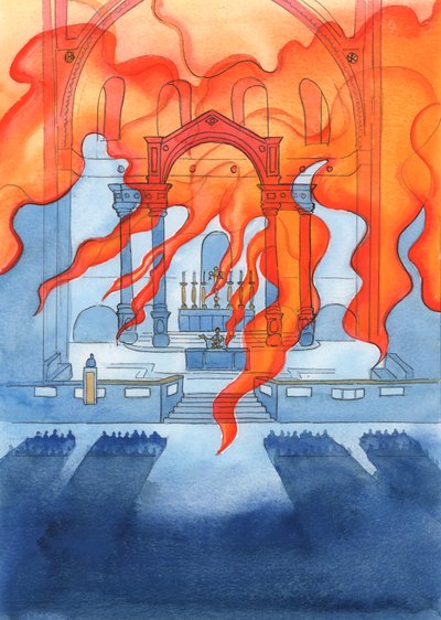 Die Kirche oder Kathedrale, in der Katholiken beten, ruht in Gottes Obhut, 2003 von Elizabeth Wang