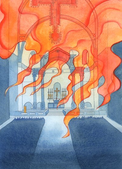 Die Kirche oder Kathedrale, in der Katholiken beten, ruht in Gottes Obhut von Elizabeth Wang