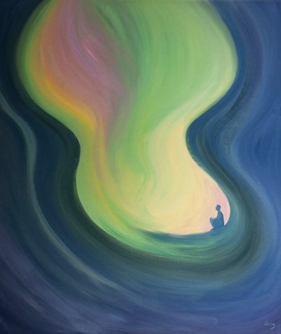 Die Seele ist wie eine Höhle, die Christus reinigt und erweitert, während er sein Licht im Gebet in sie gießt von Elizabeth Wang