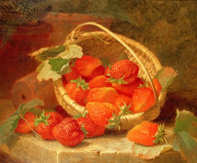 Ein Korb Erdbeeren auf einem Stein Sims, 1888 von Eloise Harriet Stannard