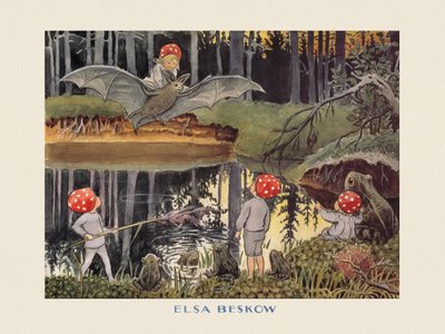 Tomtebobarnen - Fledermaus Bordüre von Elsa Beskow