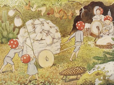 Tomtebobarnen Baumwolle 1937 von Elsa Beskow