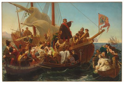 Die Abreise von Kolumbus aus Palos im Jahr 1492, 1855 von Emanuel Gottlieb Leutze