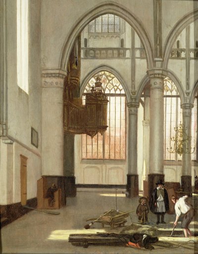 Totengräber im Westende der Oude Kerk, Amsterdam von Emanuel de Witte