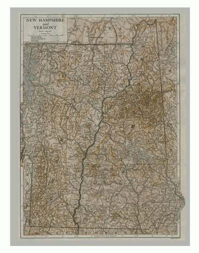 Karte von New Hampshire und Vermont, USA, ca. 1900er von Emery Walker