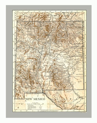 Karte von New Mexico, um 1900 von Emery Walker