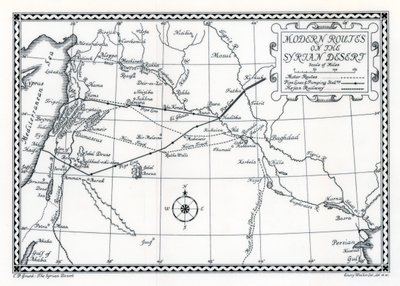 Eisenbahn- und Autostrecken sowie Pipelines, Syrische Wüste, 1937 von Emery Walker