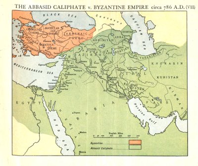 Das Abbasiden-Kalifat gegen das Byzantinische Reich, ca. 786 n. Chr., ca. 1915 von Emery Walker Ltd