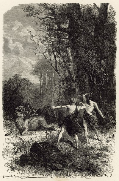 Die Jagd in der Rentierzeit von Emile Antoine Bayard