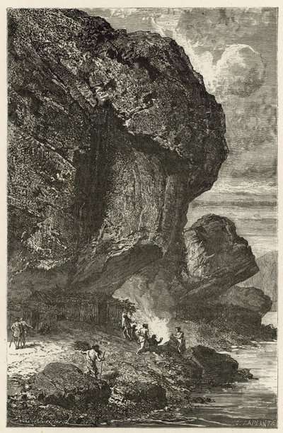 Ansicht des Felsunterstands von Bruniquel, Wohnstätte des Menschen in der Rentierzeit von Emile Antoine Bayard