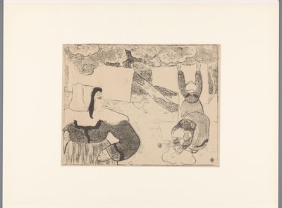 Drei bretonische Frauen hängen die Wäsche auf von Emile Bernard