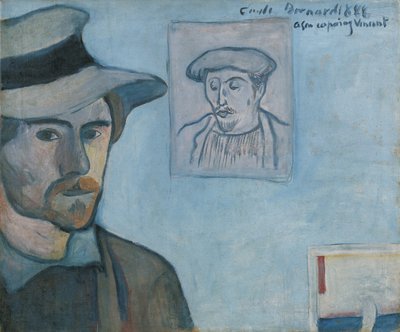Selbstporträt mit Porträt von Gauguin, 1888 von Emile Bernard