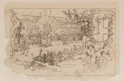 Marathon-Ziel Postkarte Gilliéron von Emile Gilliéron