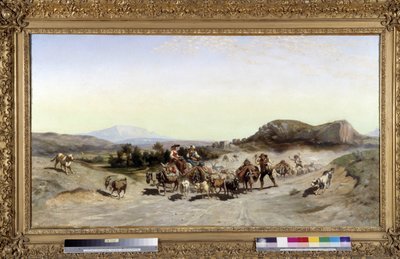 La Montagne Sainte Victoire und die Transhumanz, Gemälde von Emile Loubon (1809-1863) von Emile Loubon