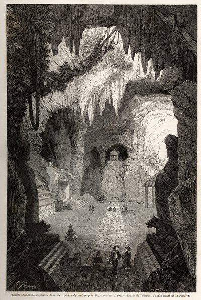 Unterirdischer buddhistischer Tempel in Marmor-Felsen bei Tourane von Emile Theodore Therond