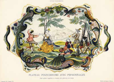 Platte mit Figuren im Felsenstil, Rouen (Chromolithographie) von Emilie Pottier
